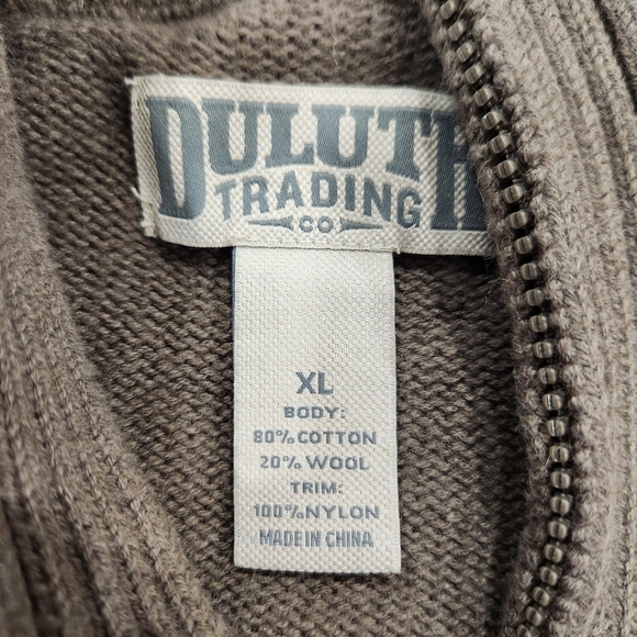 Duluth Trading Co Men XL 1/4 Zip Mock Neck Wool Blend Knit Sweater Elbow Patches - Picture 7 of 12